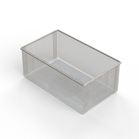 Anysizebasket Light Duty Basket: 10Lx6Wx4H, 304 SS, No Handles, Mesh: 4 x .032 FLB-100060040-N04S